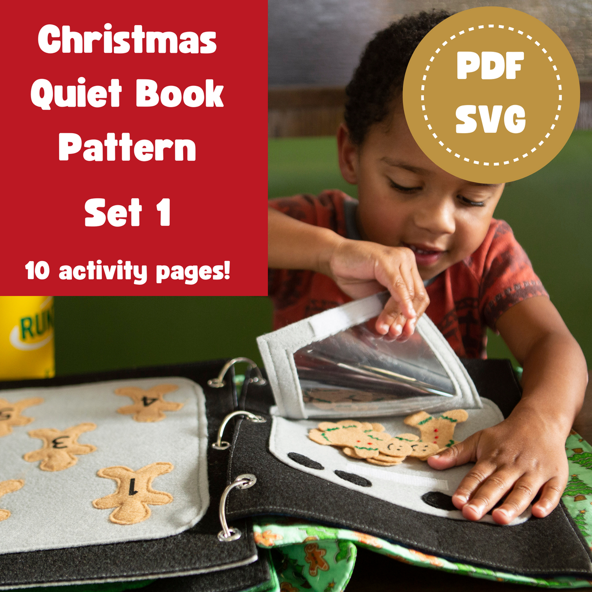 Christmas Set 1 Quiet Book Template and Instructions Bundle