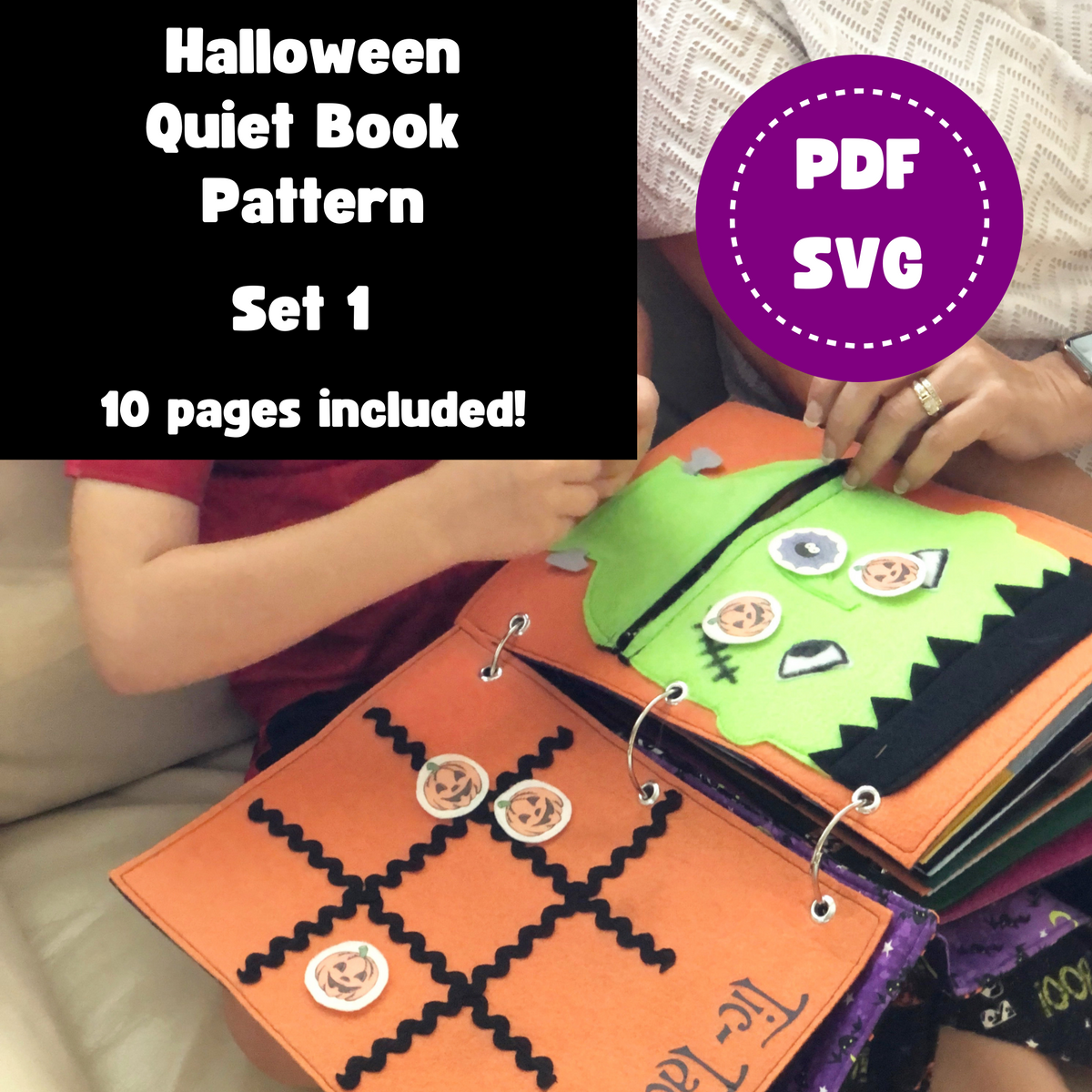 Halloween Set 1 Quiet Book Template and Instructions Bundle
