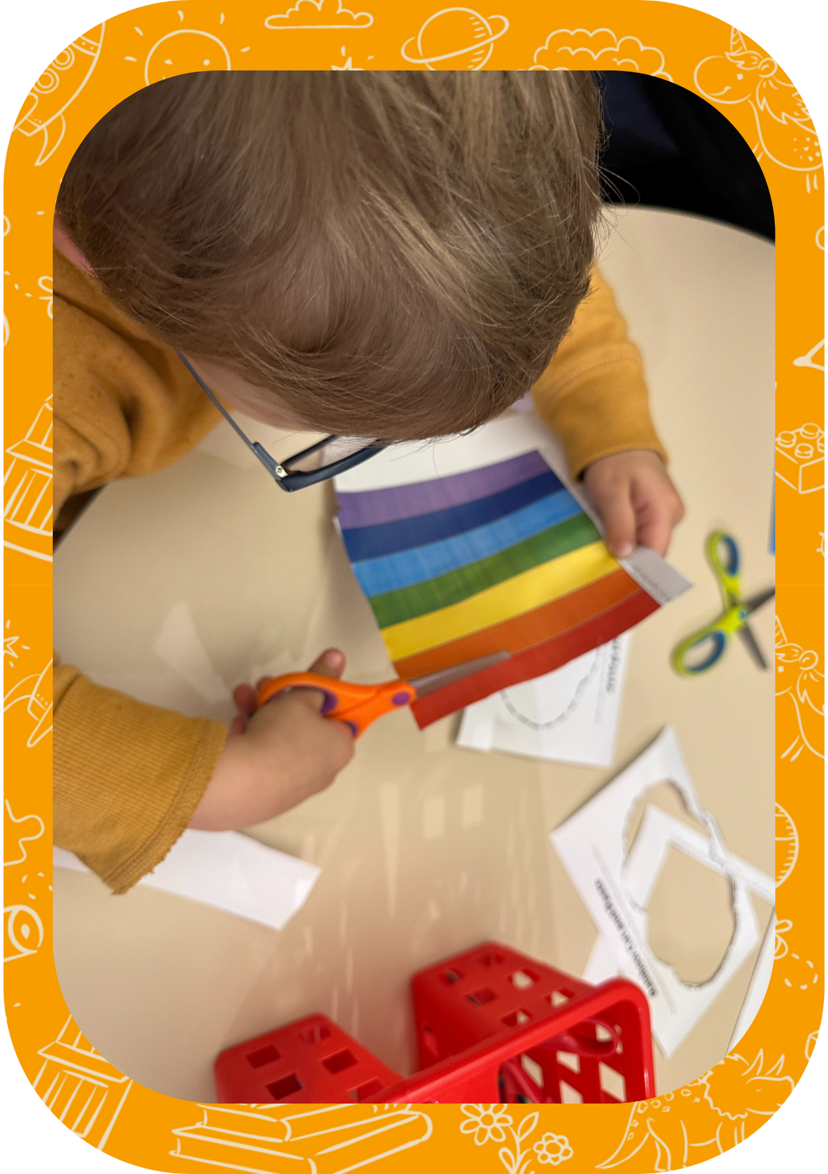 Child working on a Scissors practice activity.