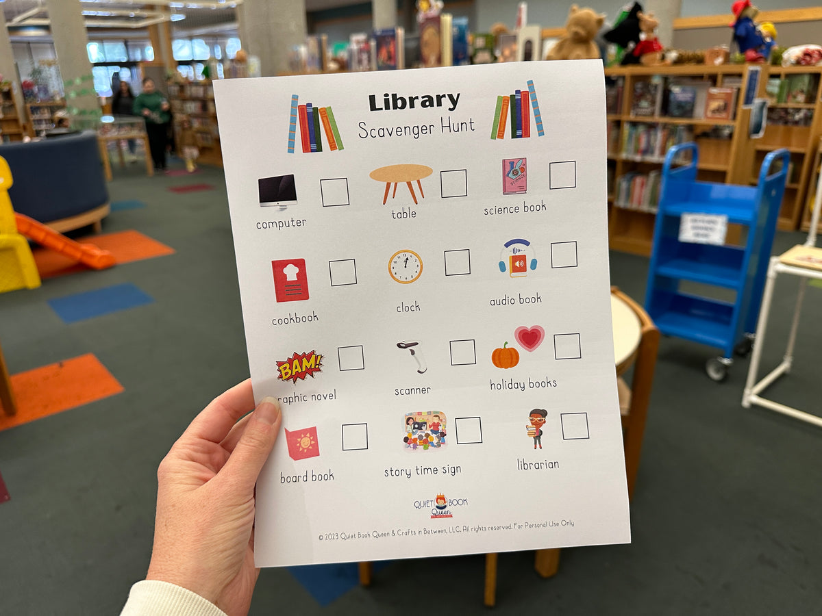 Library Scavenger Hunt printed activity.