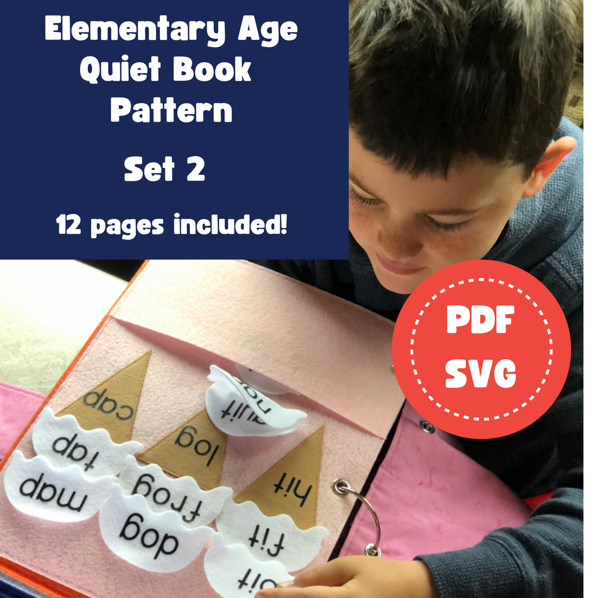 Elementary Quiet Book Set 2 Template and Instructions Bundle