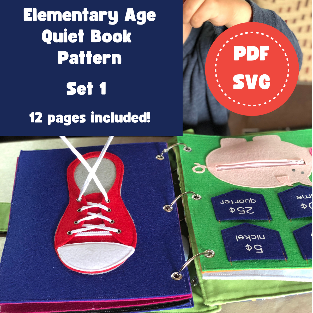 Elementary Quiet Book Set 1 Template and Instructions Bundle