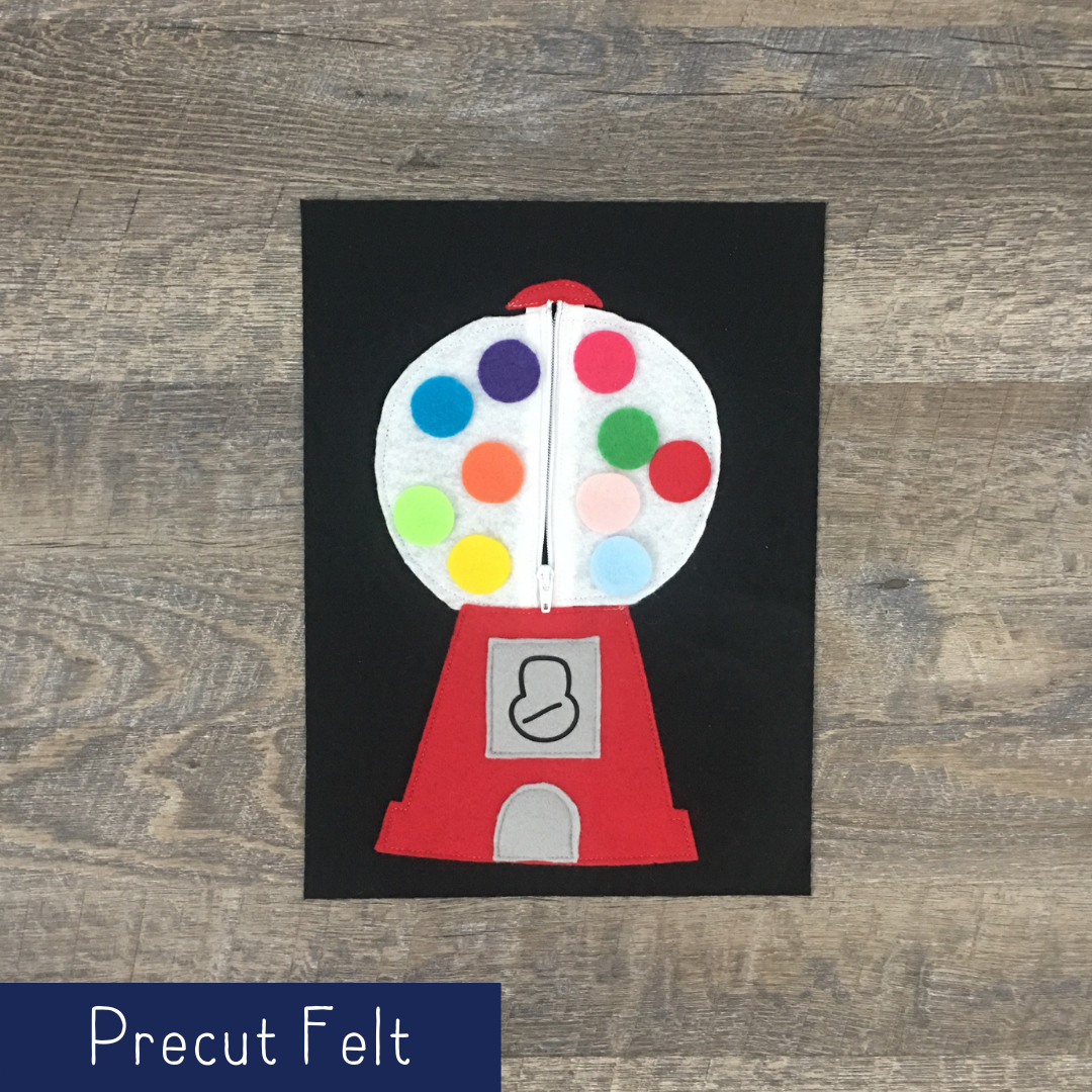 Gumball Machine with Zipper - Precut Felt