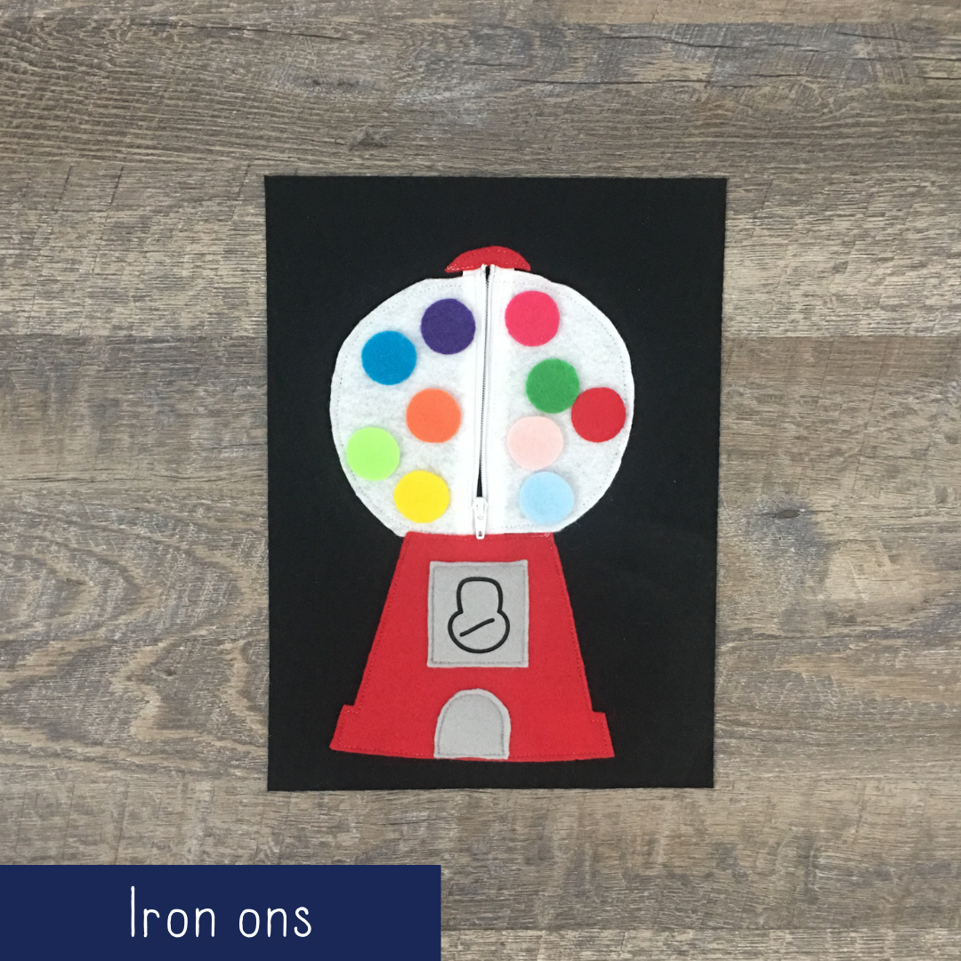 Gumball Machine with Zipper - Iron Ons