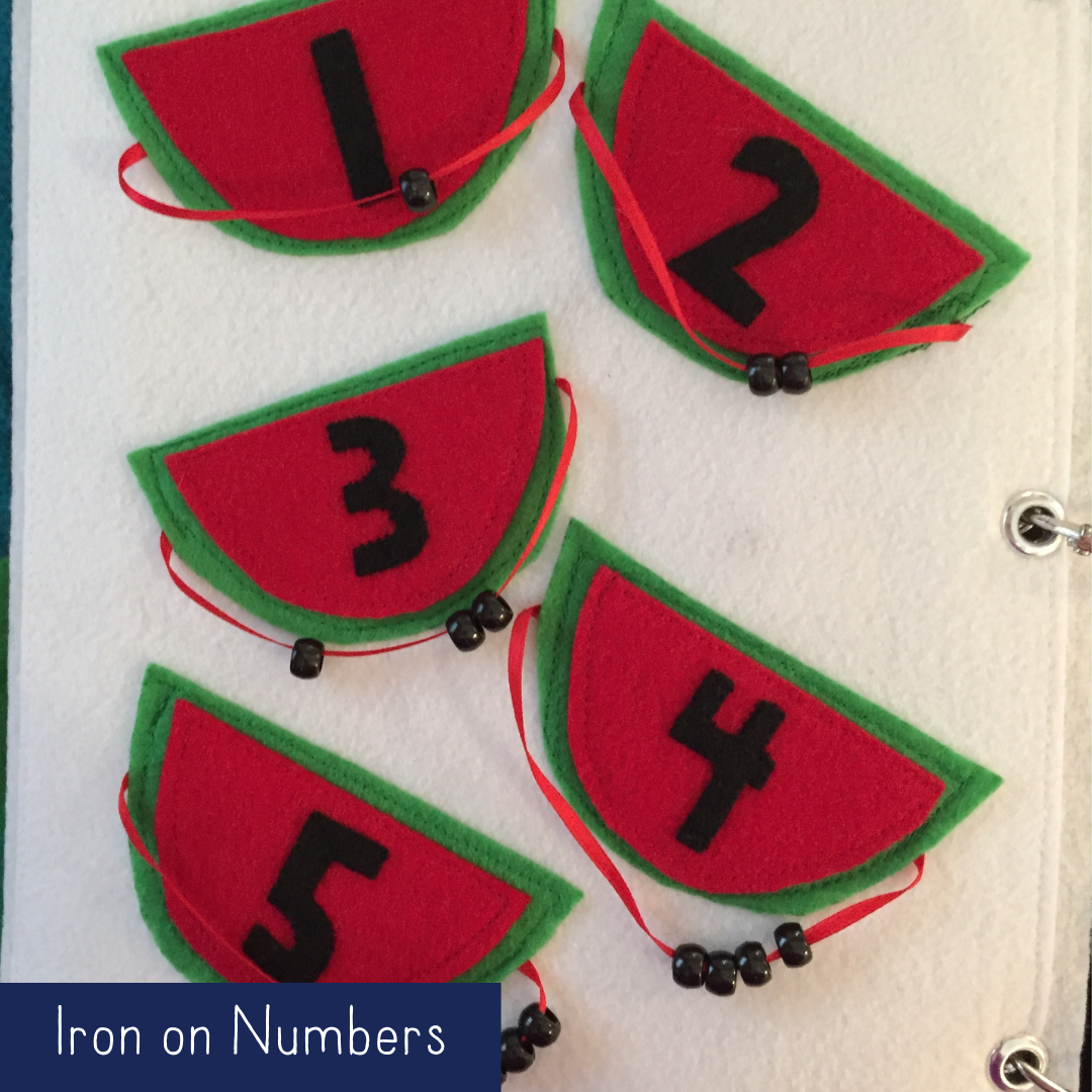 Watermelon Bead Counting 1-5 - Iron On Numbers