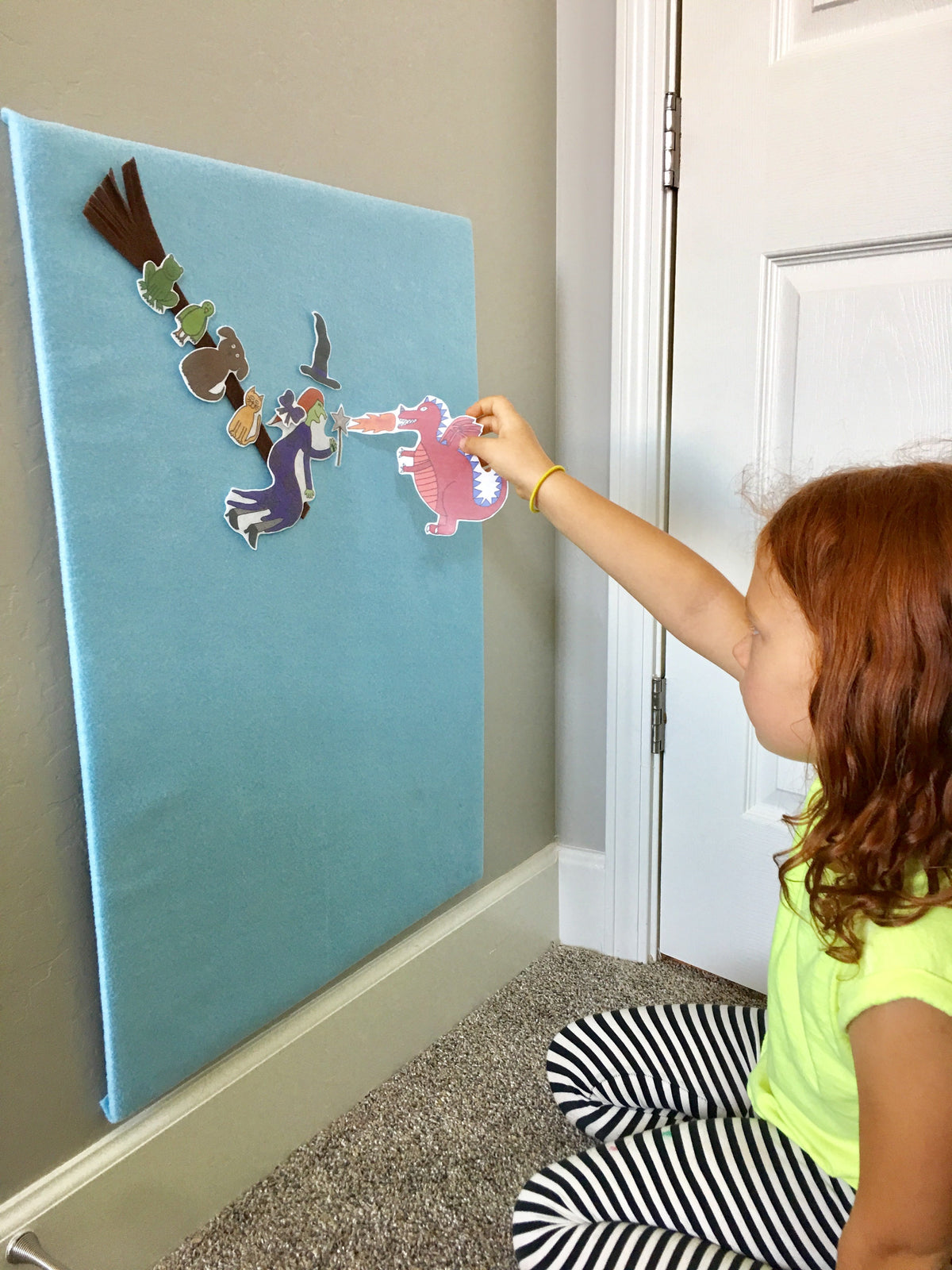 Children will love to retell the favorite Halloween story Room on the Broom with these felt characters.  It is so good for language development and building vocabulary!  Every librarian and preschool teacher needs this!  But, it is also so fun to have at home for your toddler or preschooler.  This would be a great thing the Switch Witch could bring in exchange for all that candy.