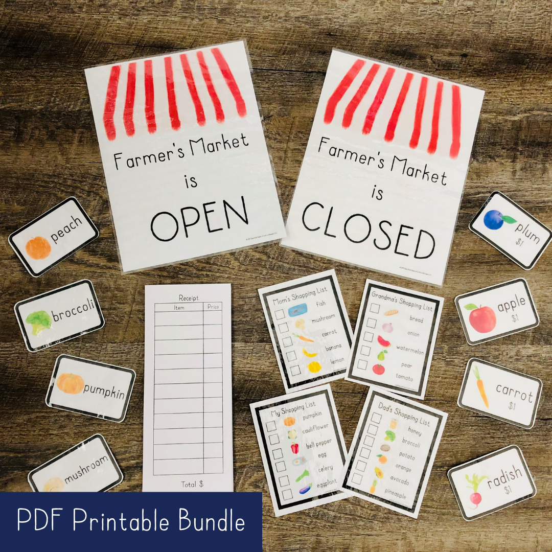 Farmer's Market Printable Learning Activity Bundle