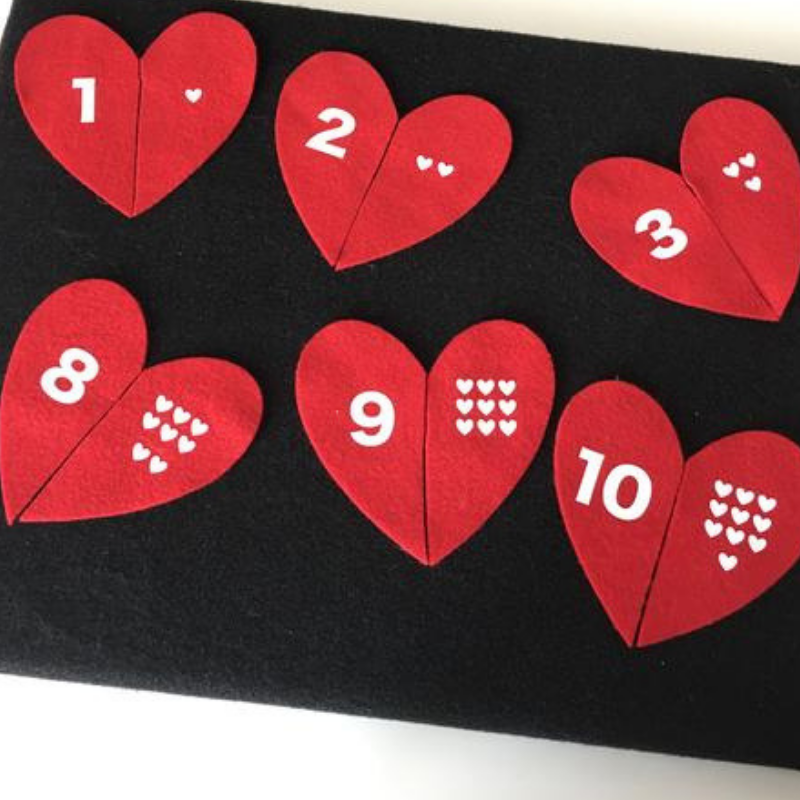 Make this easy Valentine's Day Learning Activity out of felt or paper.  Practice letters or counting - whatever your toddler or preschool need to work on!