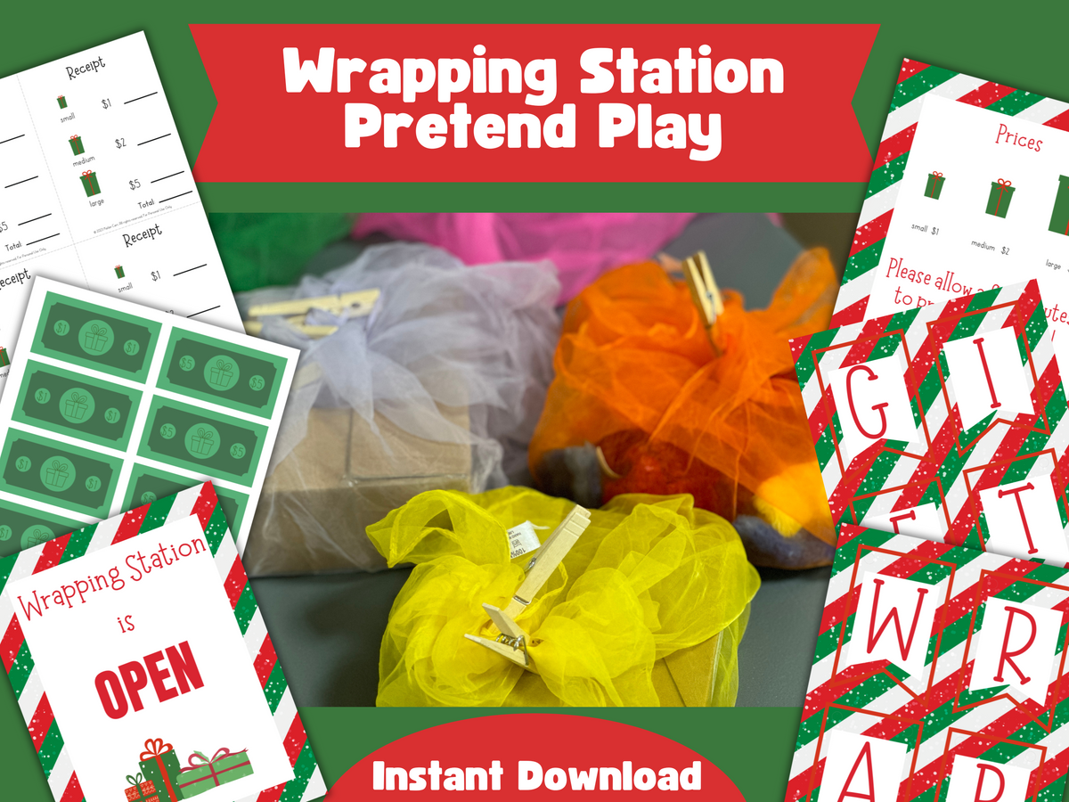 Wrapping Station Pretend Play Printable Activity Set