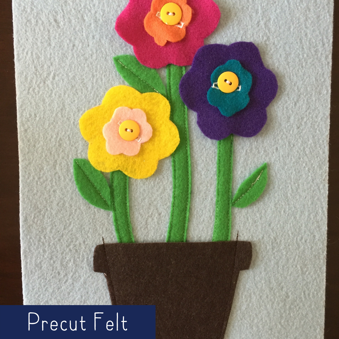 Flowers with Buttons - Precut Felt