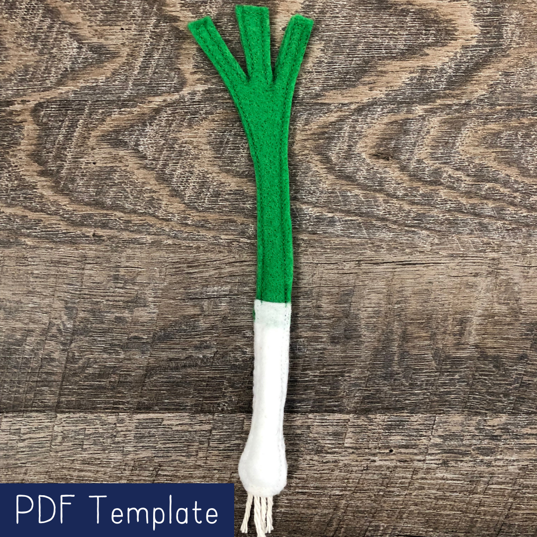 Green Onion Felt Food Template and Instructions