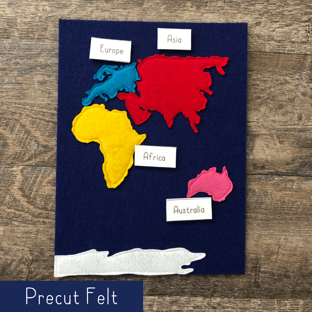 Eastern Hemisphere Map - Precut Felt